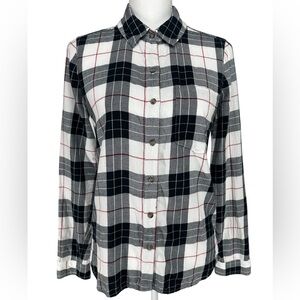 SO / Black White Red Plaid Button Down / Small / Grunge Emo Alt Girl